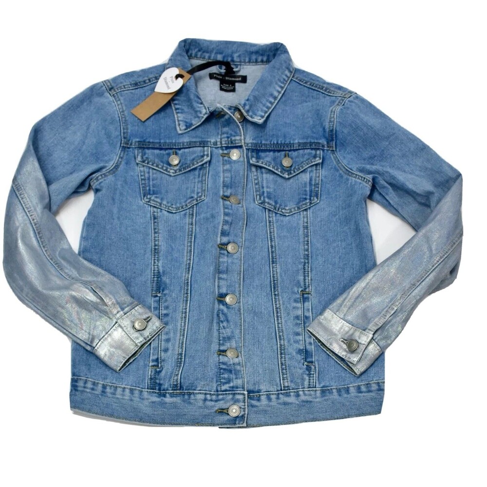 PIXIE + DIAMOND Women’s Trucker Jacket  Size S Blue 100% Cotton Long Sleeves NWT